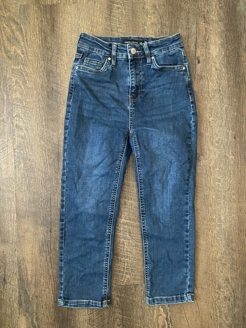 Simon Chang Dark Blue High-Rise Straight Jeans Size XS